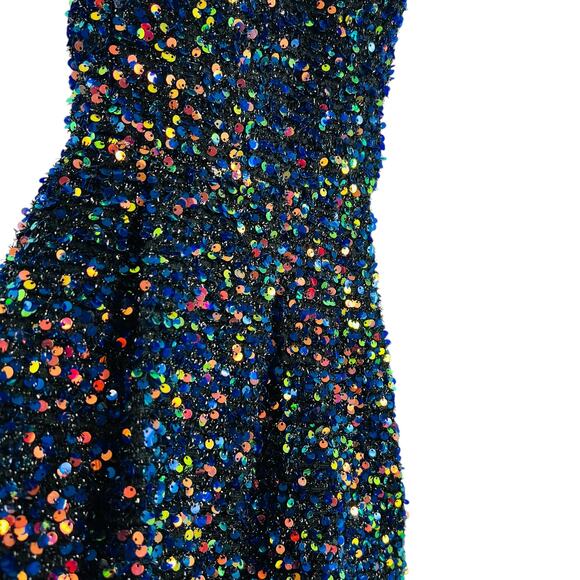 BCX (Macy's) Sequined V-Neck Crisscrossed Fit and Flare Dress Junior Size 3 GLAM - Picture 7 of 10